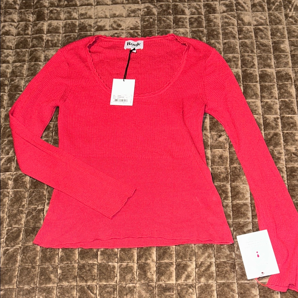 NWT! Rouje Terry Famboise Ribbed Long sleeve Top